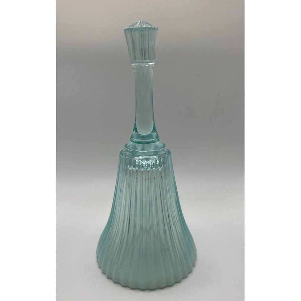 Pretty Fenton Sheffield French Aqua Green Opalescent Ribbed Glass Bell